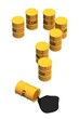 barrels of oil in the shape of question mark